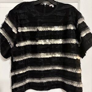 Frances Valentine - Black and Silver Sequin Top